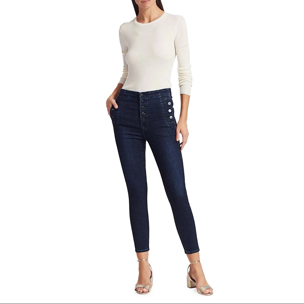 NWT J Brand Natasha Sky High Crop Skinny Jean Dark Wash Button Fly Size …